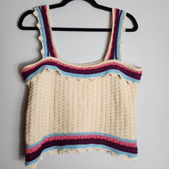 Marc New York Womens Boho Cropped Crochet Tank Top-Size L - Picture 6 of 7